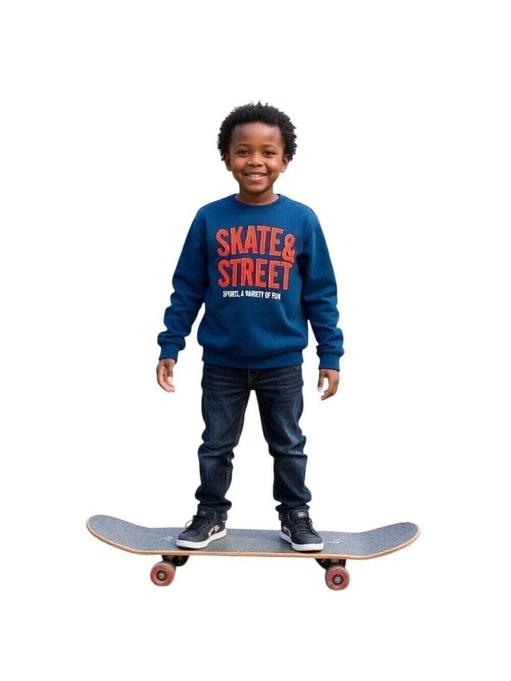 𝅺zara Kids blue hoodie size 5-6 years (118 cm) embroidered skate and street
